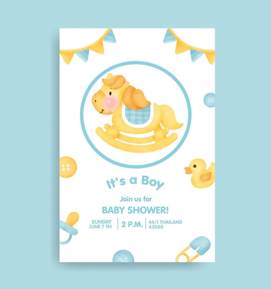 carta di baby shower con elementi adorabili. vettore