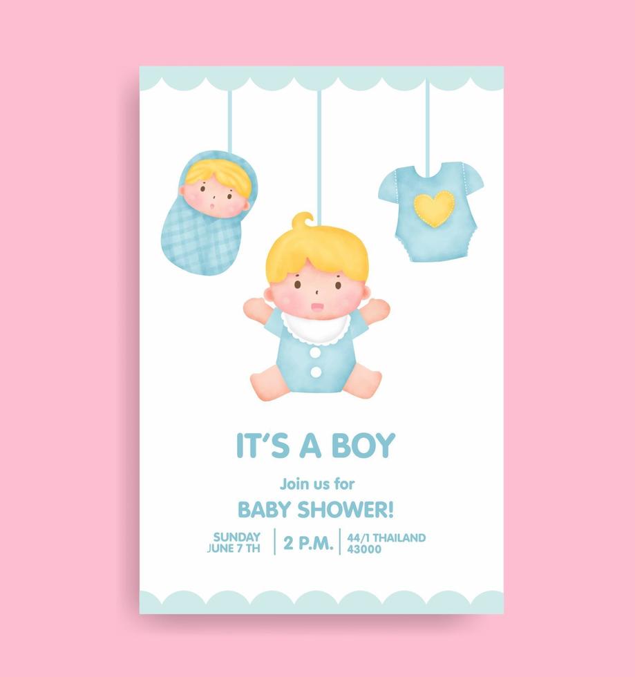 carta di baby shower con elementi adorabili. vettore