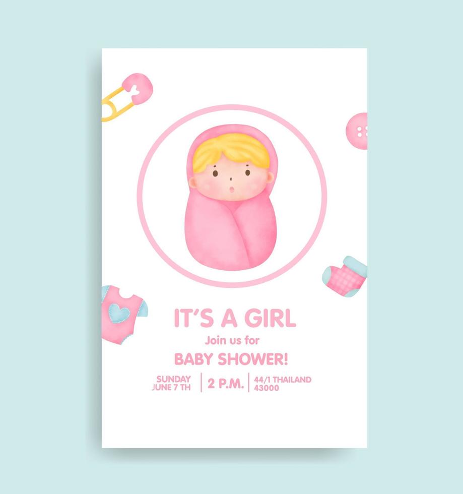 carta di baby shower con elementi adorabili. vettore