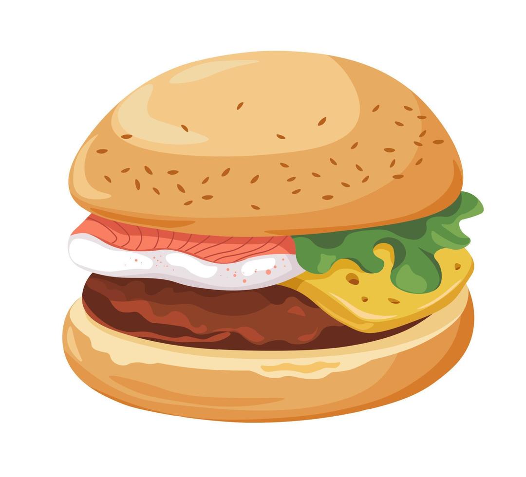 Sandwich con carne, verdure e formaggio vettore