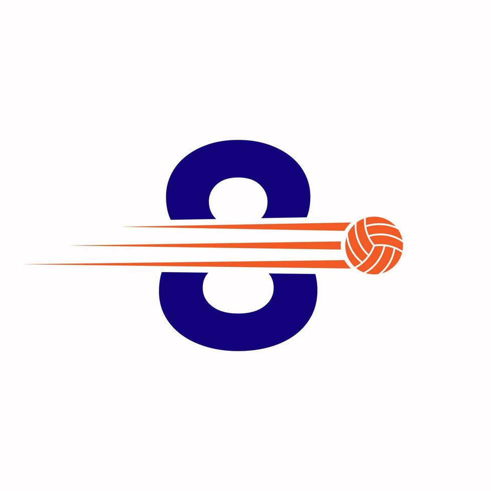 iniziale lettera 8 pallavolo logo design cartello. pallavolo gli sport logotipo vettore