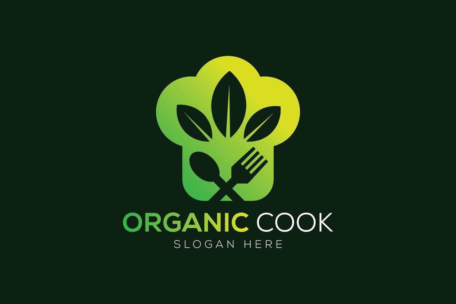 capocuoco cappello e foglia logo o vegetariano cucinando logo design vettore