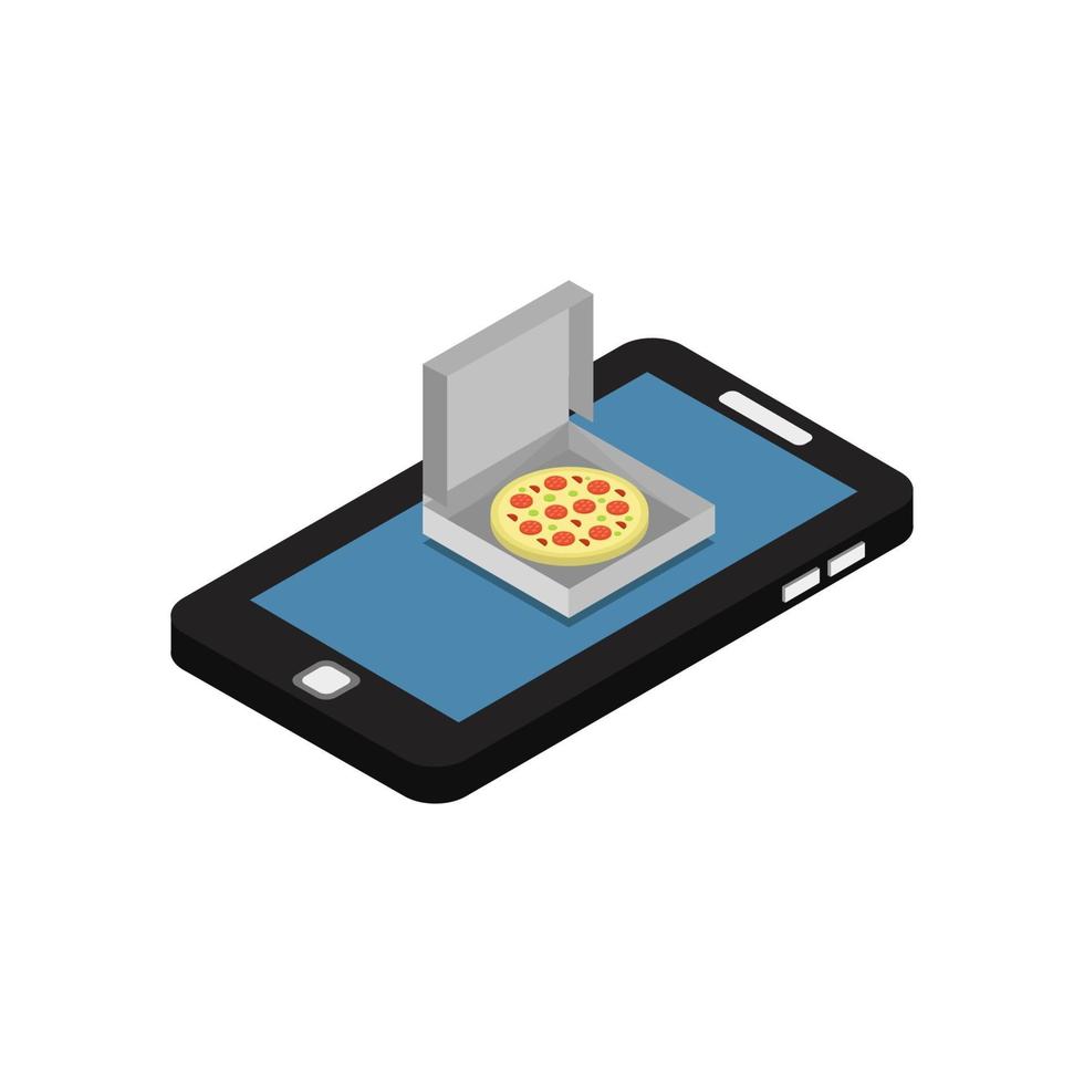 compra la pizza isometrica online vettore