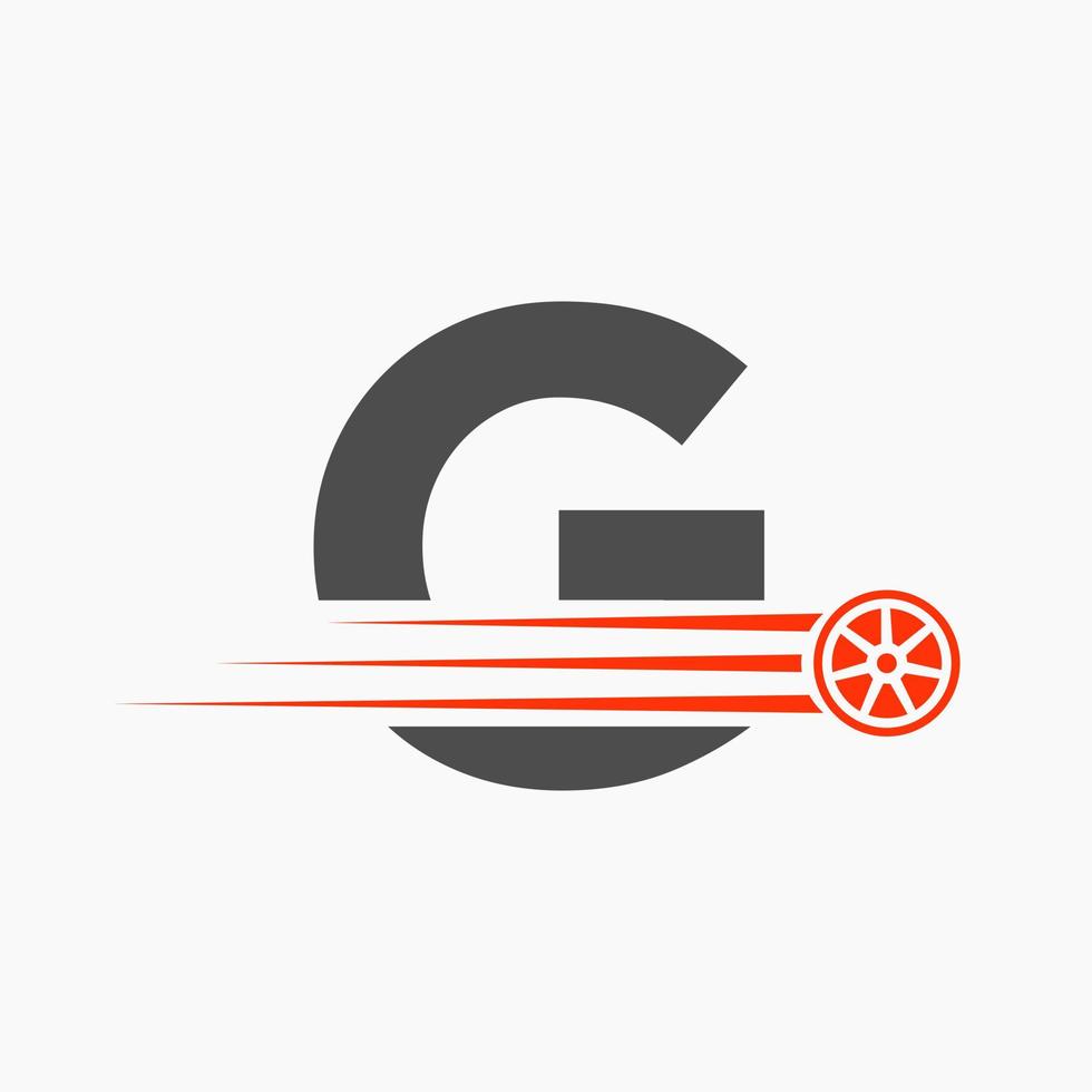 sport auto lettera g settore automobilistico logo concetto con trasporto pneumatico icona vettore