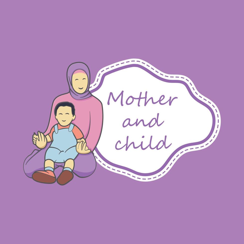 madre e bambino sorridente mentre seduta e bambino su La madre di giro vettore