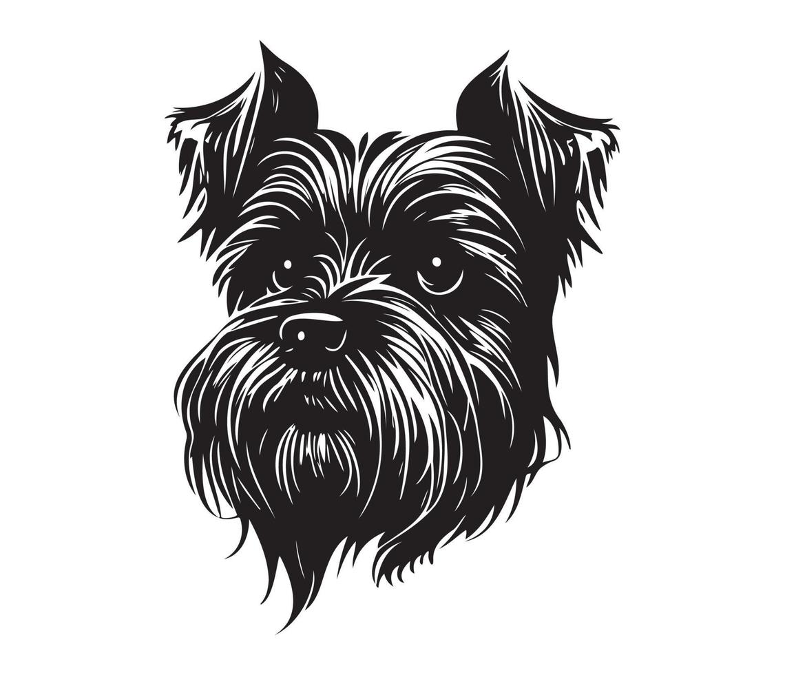 affenpinscher viso, sagome cane viso, nero e bianca affenpinscher vettore