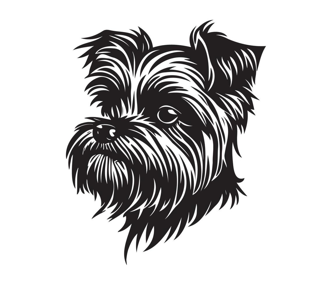 affenpinscher viso, sagome cane viso, nero e bianca affenpinscher vettore