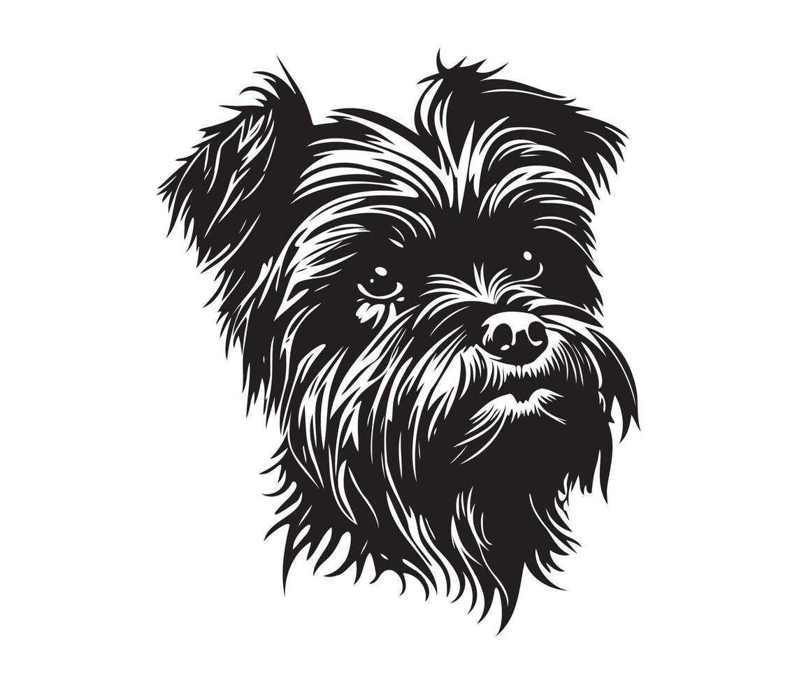 affenpinscher viso, sagome cane viso, nero e bianca affenpinscher vettore