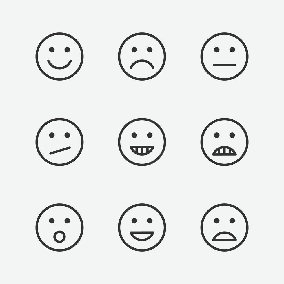 set di icone isolate di vettore di emoji faccia diversa