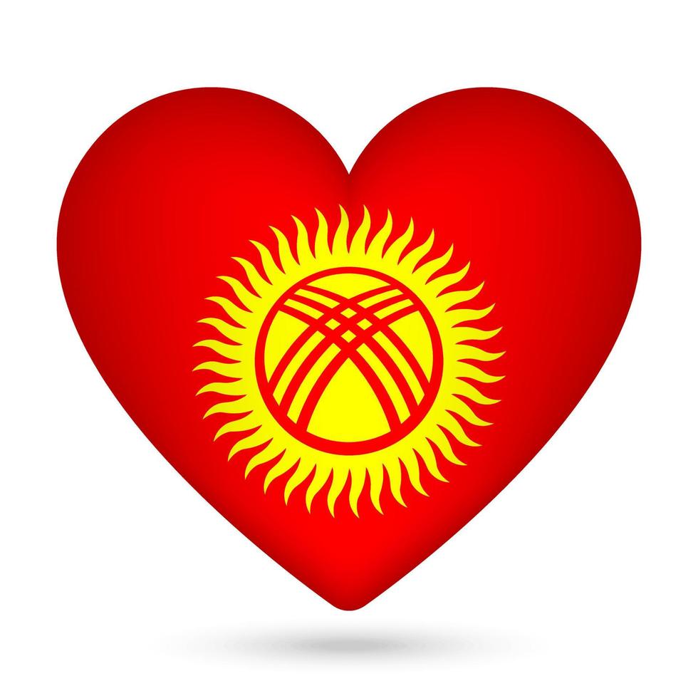 Kyrgyzstan bandiera nel cuore forma. vettore illustrazione.