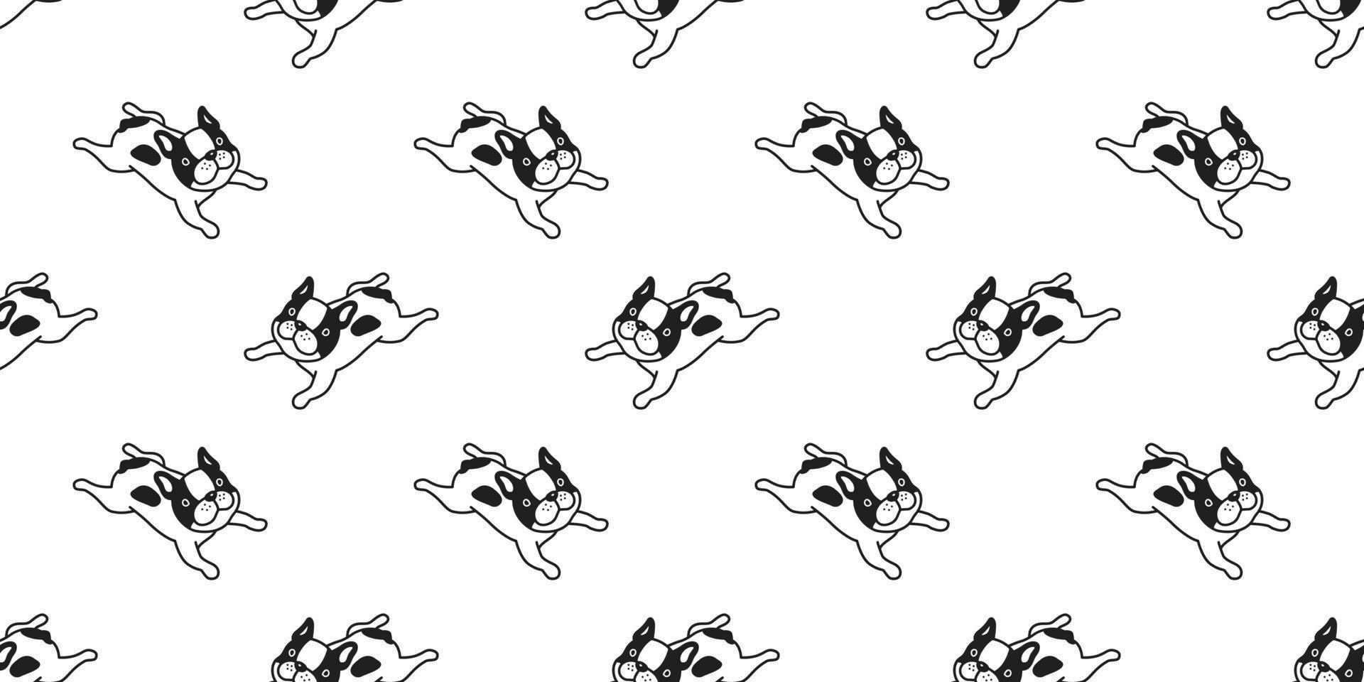 cane senza soluzione di continuità modello vettore francese bulldog isolato sfondo scarabocchio sfondo cartone animato bianca
