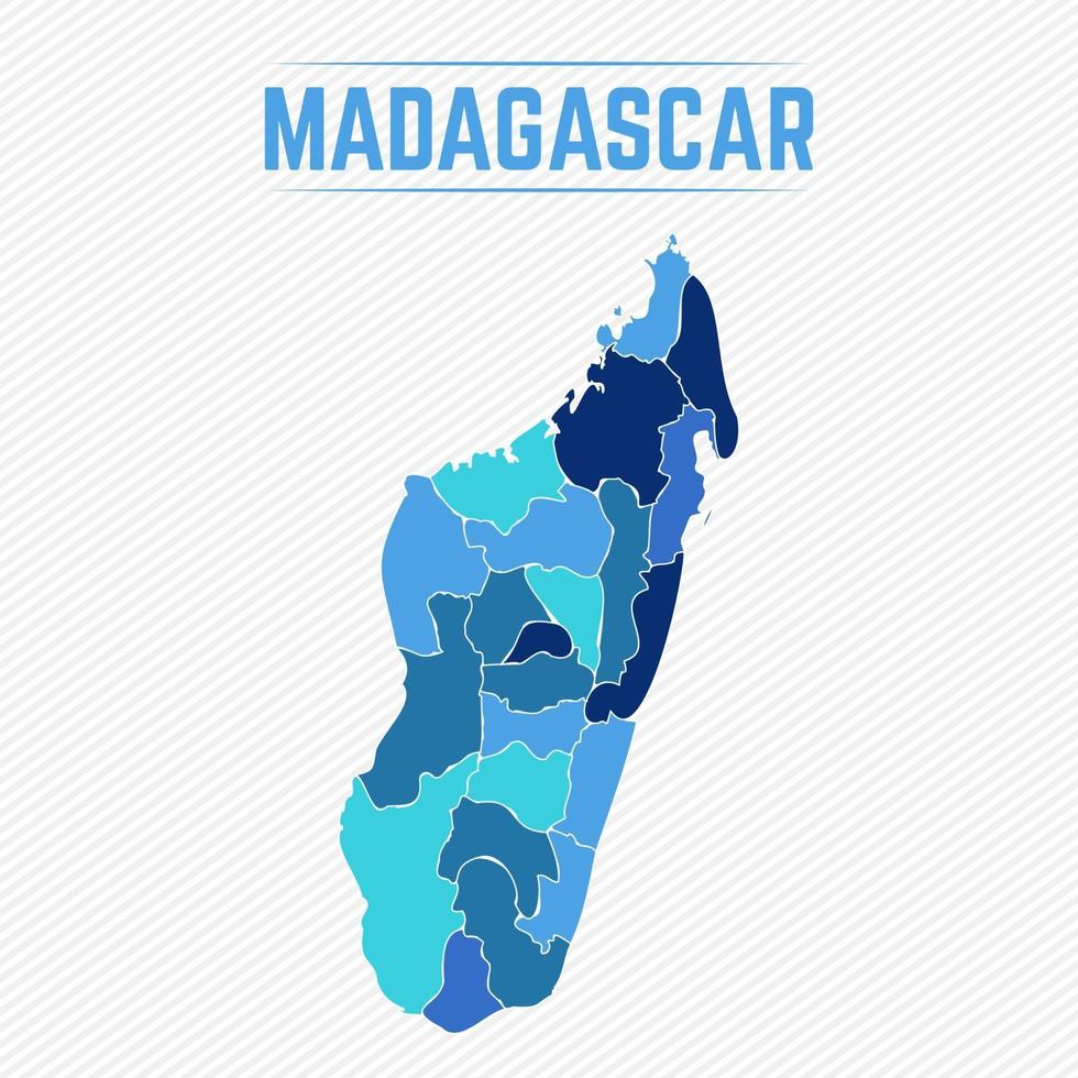 mappa dettagliata del madagascar con le regioni vettore