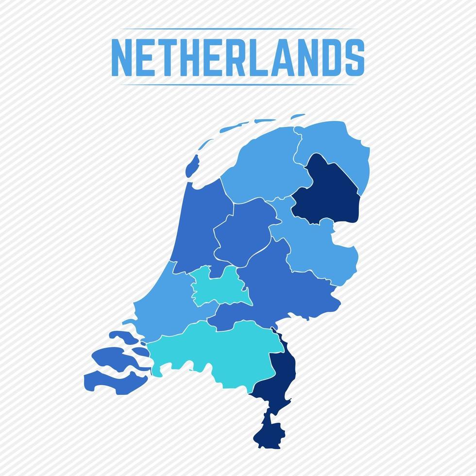 mappa dettagliata dei paesi bassi con gli stati vettore