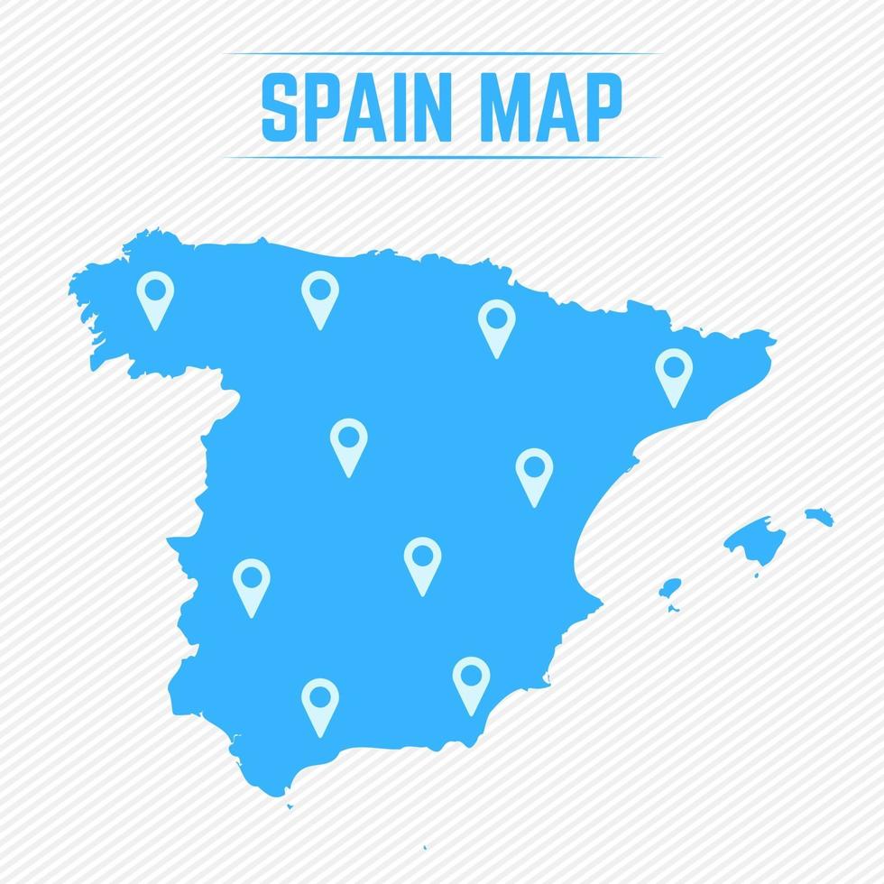 Spagna mappa semplice con icone mappa vettore