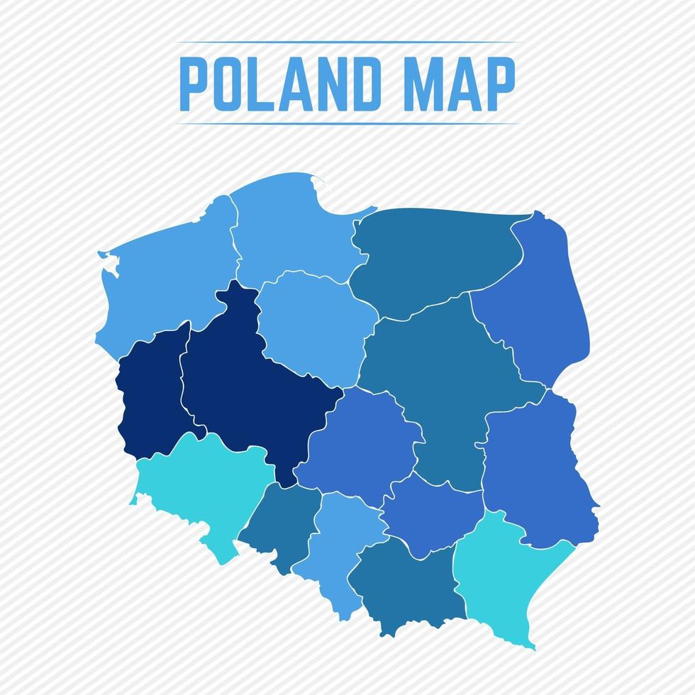 mappa dettagliata della polonia con gli stati vettore