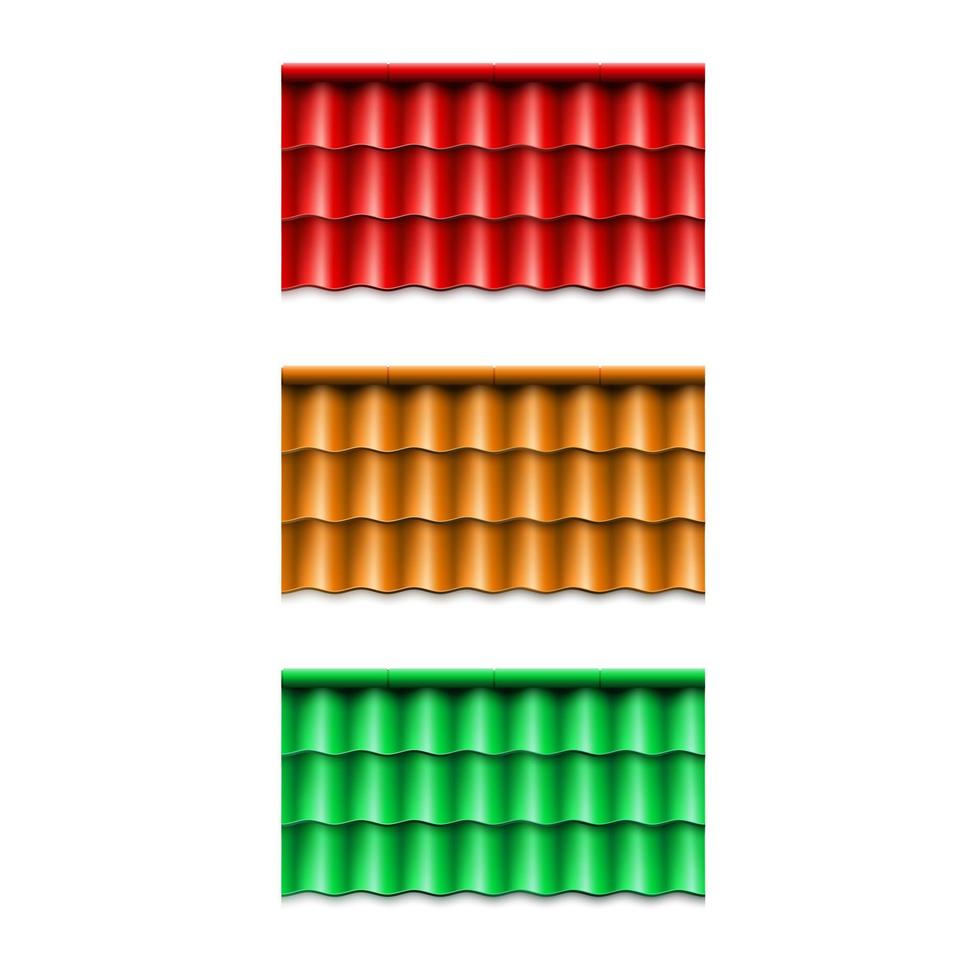 impostato di ondulato tetto piastrella. moderno tetto rivestimenti. vettore illustrazione isolato su bianca sfondo