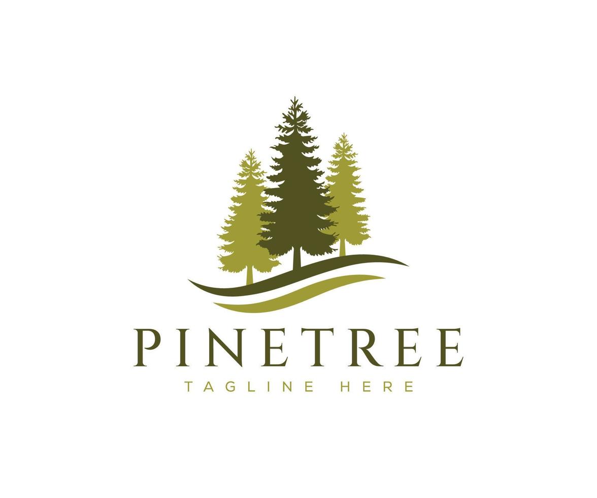 sempreverde, pini, abete rosso, cedro alberi logo design vettore