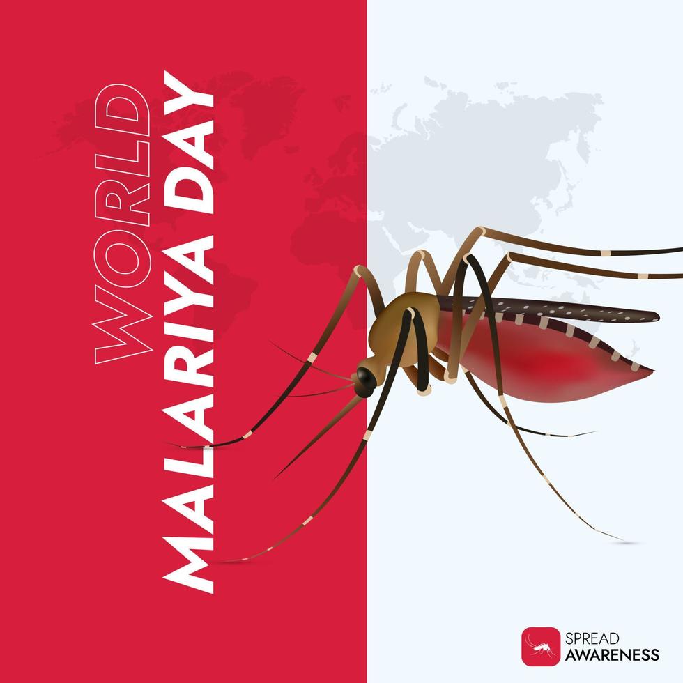 post sui social media della giornata mondiale della malaria vettore