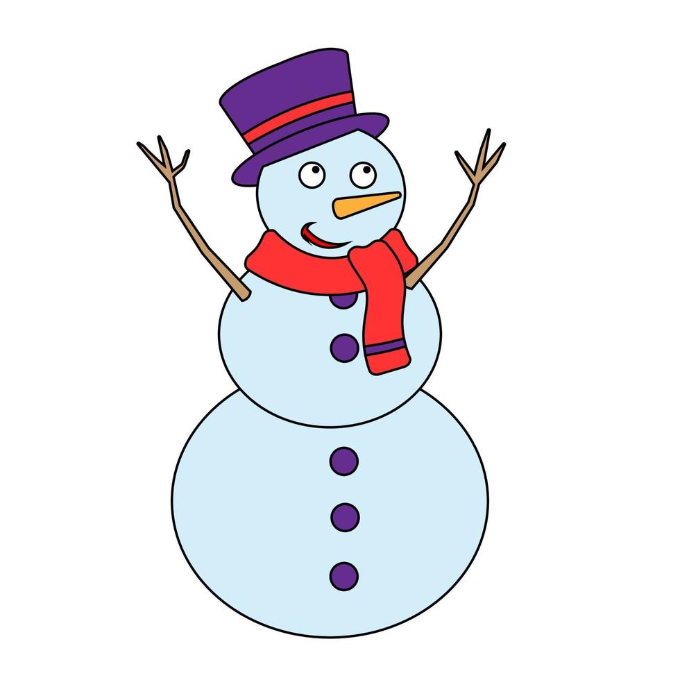 semplice illustrazione del concetto di pupazzo di neve divertente per le vacanze di Natale vettore