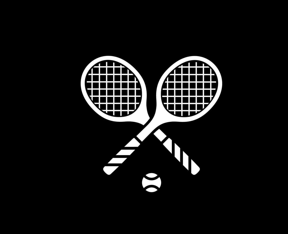racchetta simbolo logo bianca torneo Aperto tennis design vettore astratto illustrazione con nero sfondo