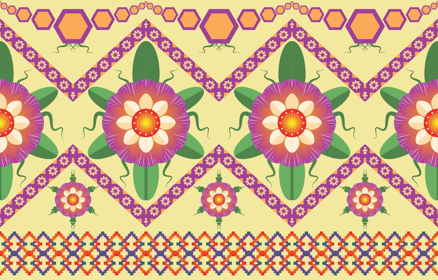 mandala fiore colorato tessuto. geometrico etnico modello nel tradizionale orientale sfondo design per tappeto, carta da parati, abbigliamento, confezionamento, batik, vettore illustrazione ricamo stile.