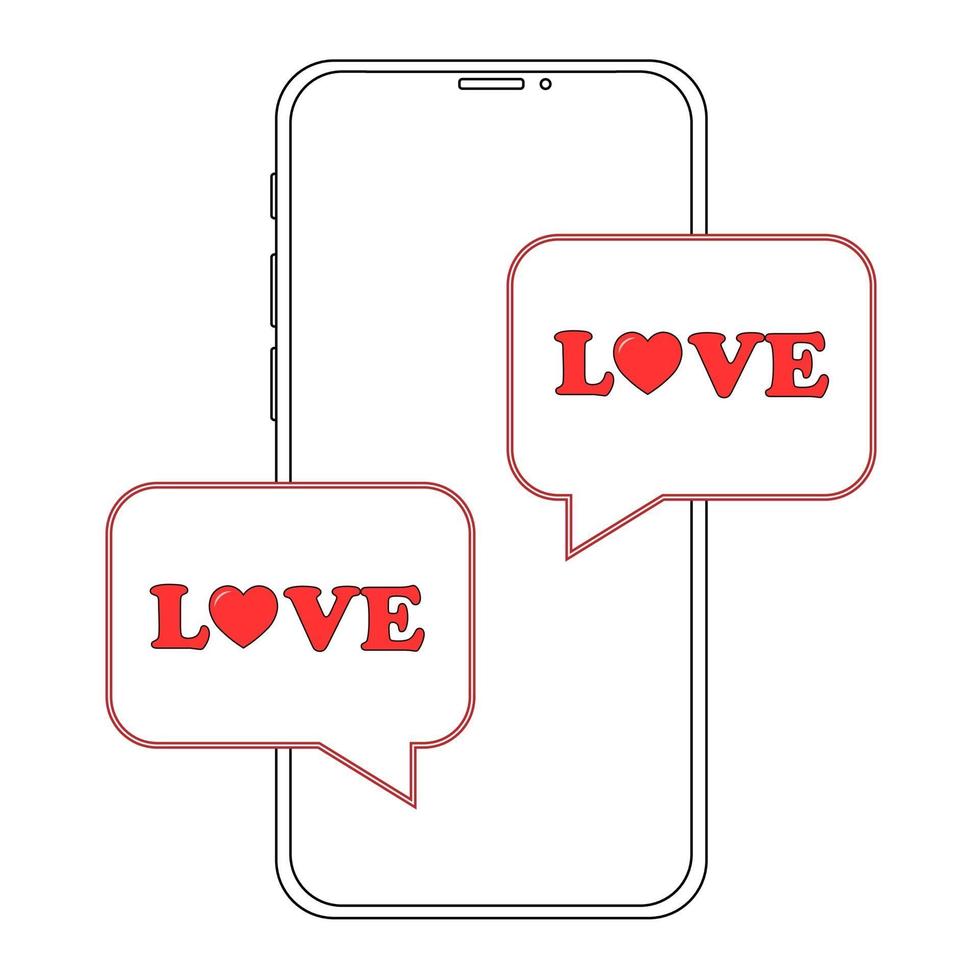 semplice illustrazione del telefono con l'icona del cuore per st. San Valentino vettore