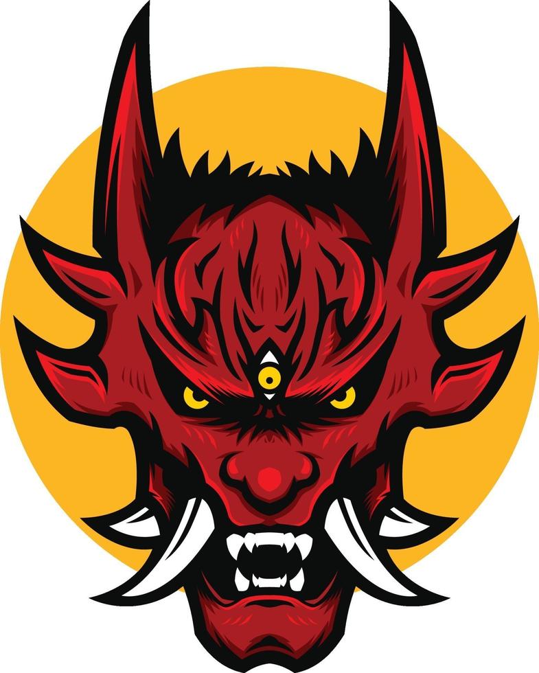 illustrazione della mascotte della testa del diavolo rosso arrabbiato vettore