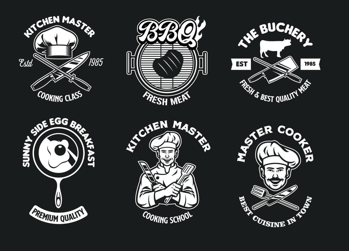 capocuoco e cucina concetto badge collezione impostato vettore