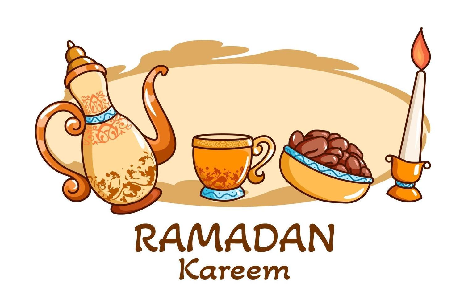 rompere il digiuno all'illustrazione del fumetto del ramadan kareem vettore