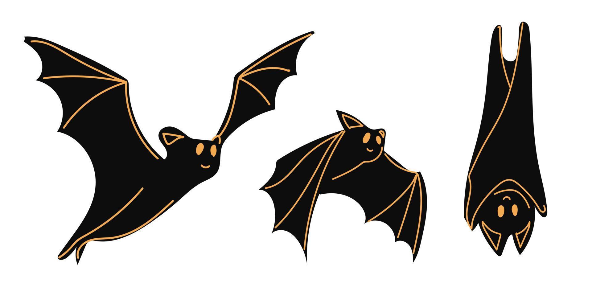 impostato di cartone animato Halloween pipistrelli. collezione impostare. design per Halloween festa decorazione. vettore illustrazione. trucco o trattare concetto. illustrazione isolato su bianca sfondo.