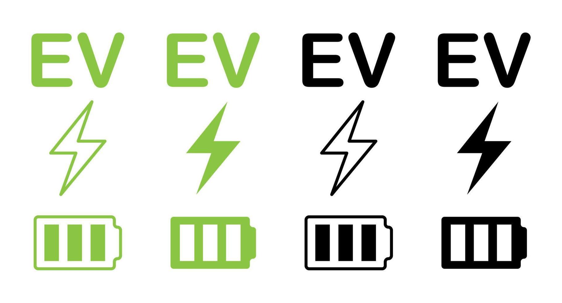 grande impostato di verde energia carburante. auto caricabatterie cartello. un' cartello un energia stazione. ecologico carburante icona impostare, verde carburante vettore, energia cartello e simbolo concetto su bianca sfondo vettore