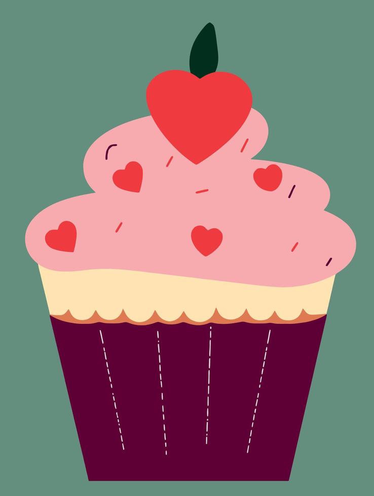 cibo dolce rosa Cupcake vettore