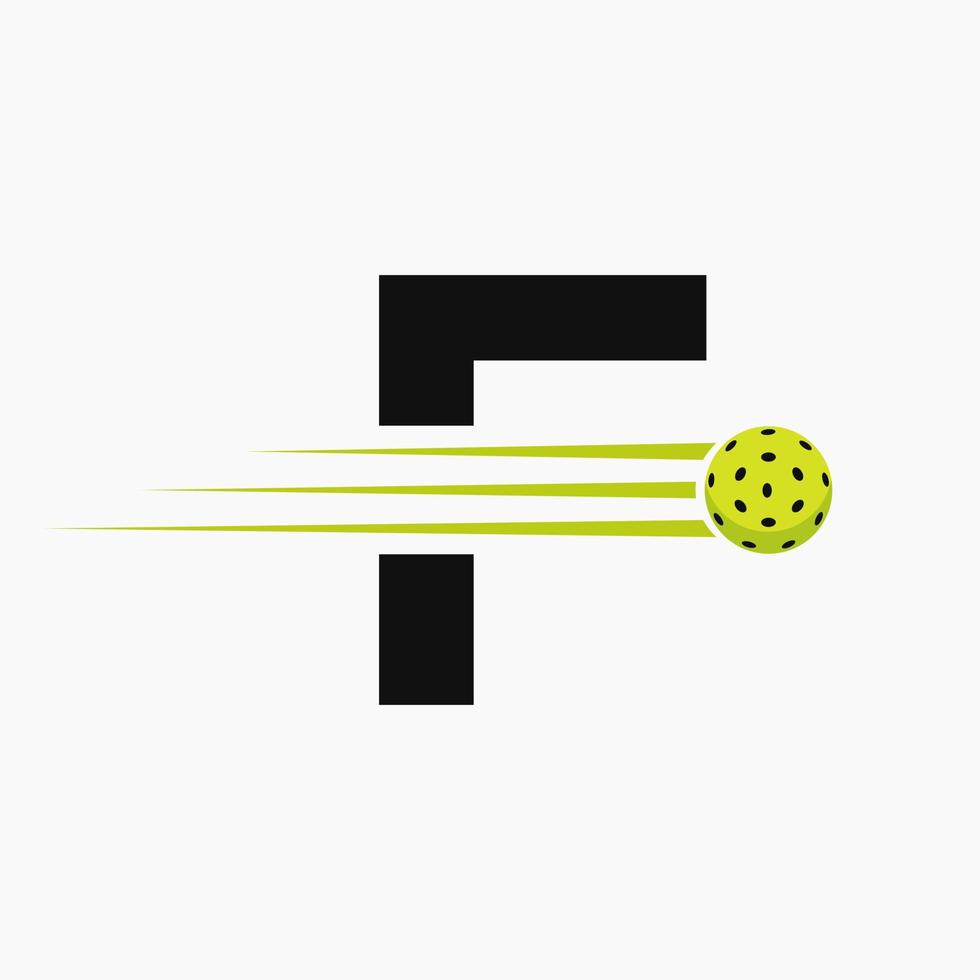 lettera f pickleball logo simbolo. salamoia palla logotipo vettore modello