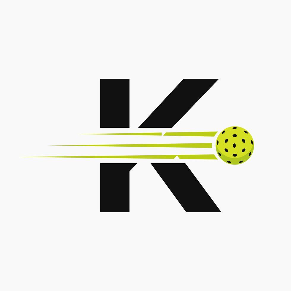 lettera K pickleball logo simbolo. salamoia palla logotipo vettore modello