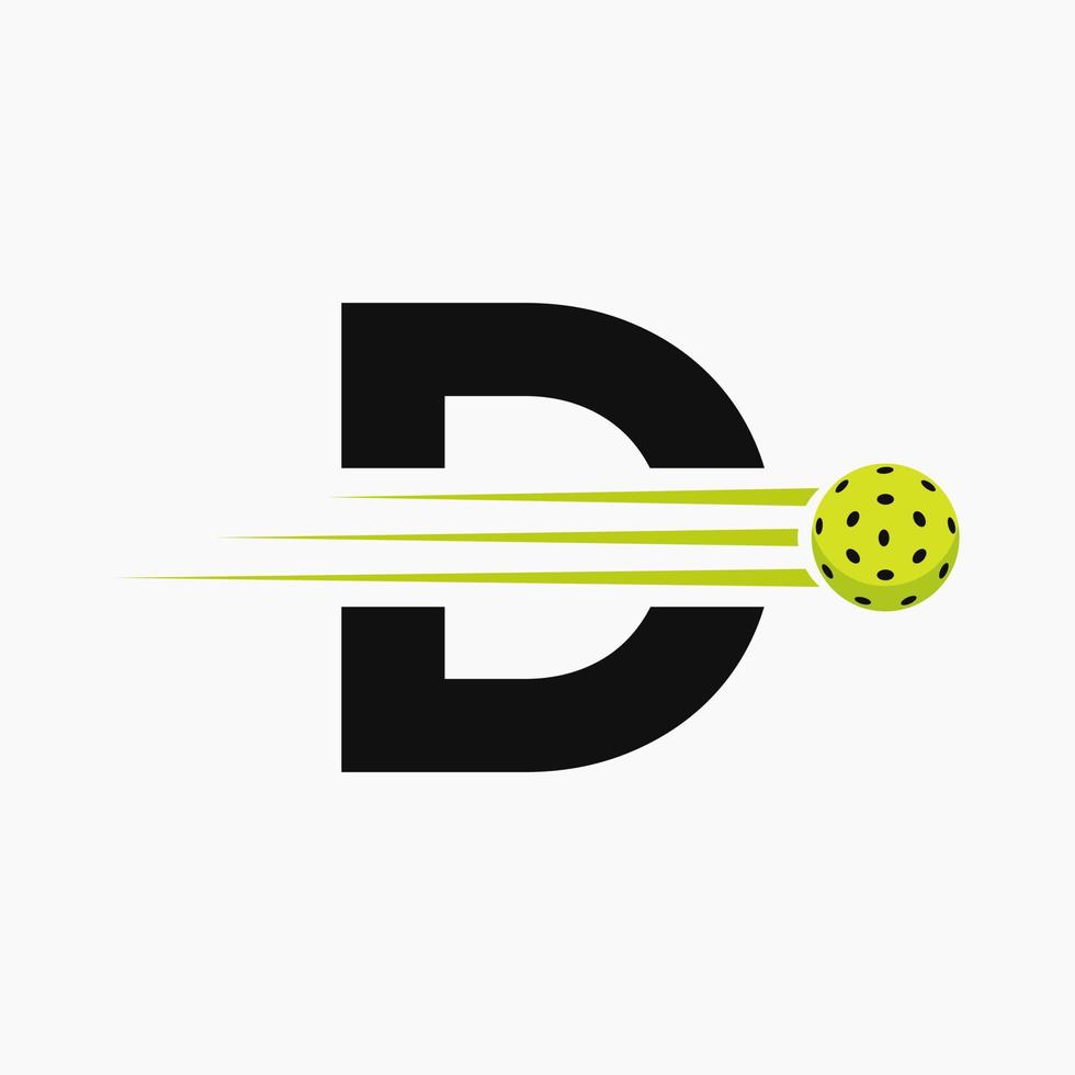 lettera d pickleball logo simbolo. salamoia palla logotipo vettore modello