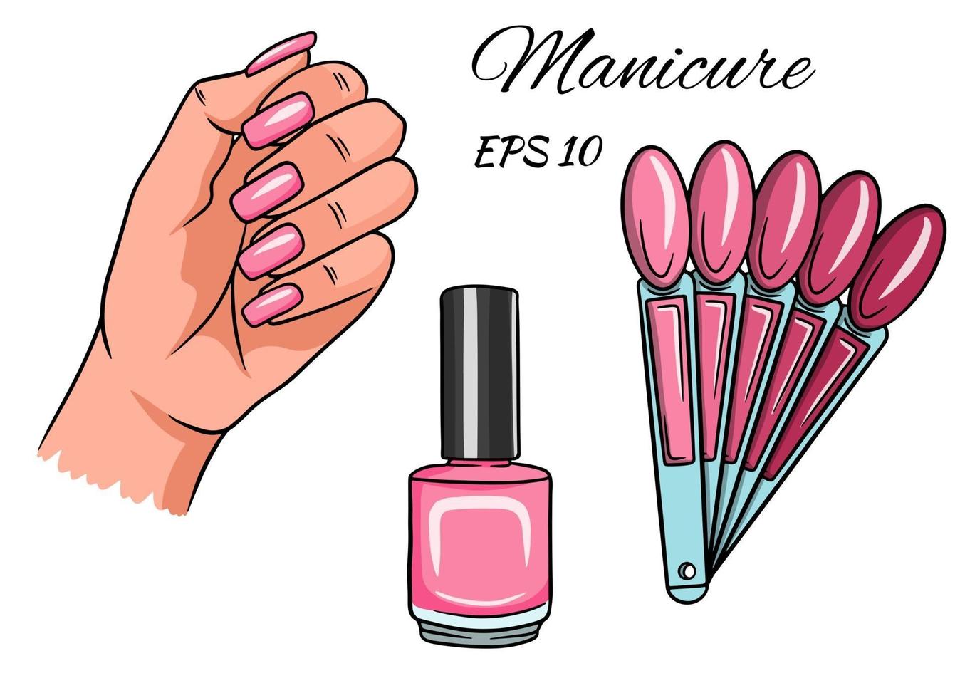 manicure. mano con unghie dipinte vettore