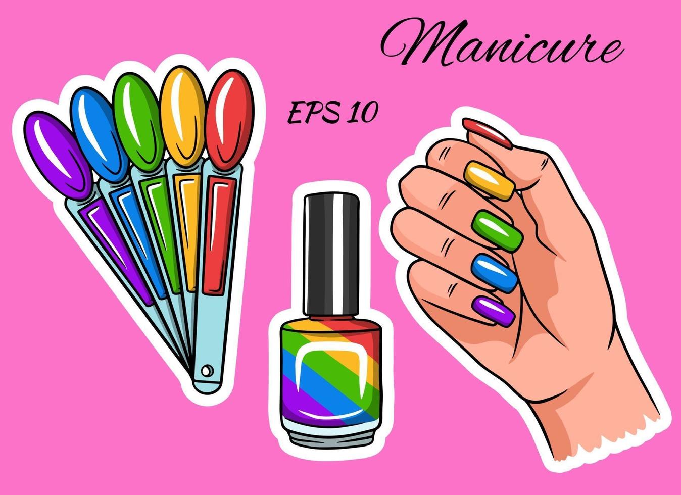 manicure. mano con unghie dipinte vettore