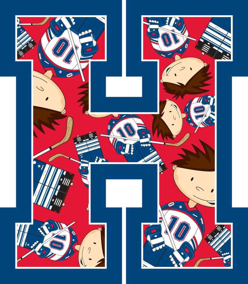 h è per hockey alfabeto apprendimento sport e tempo libero illustrazione vettore
