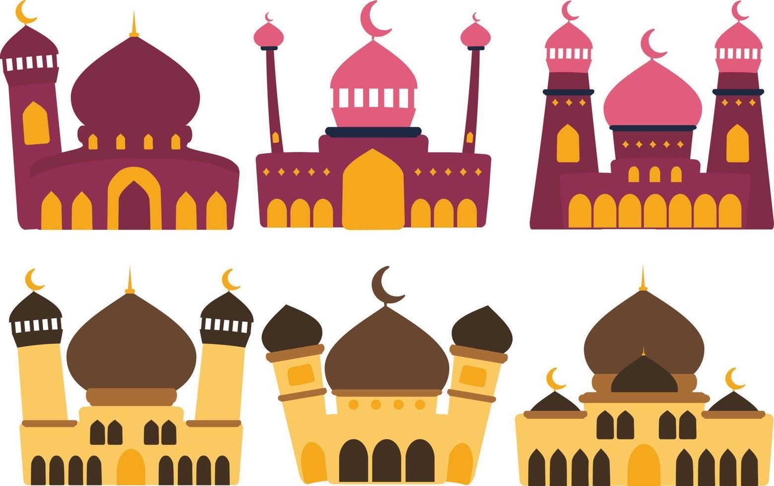 moschea icona impostare. piatto illustrazione di moschea vettore icone per ragnatela design