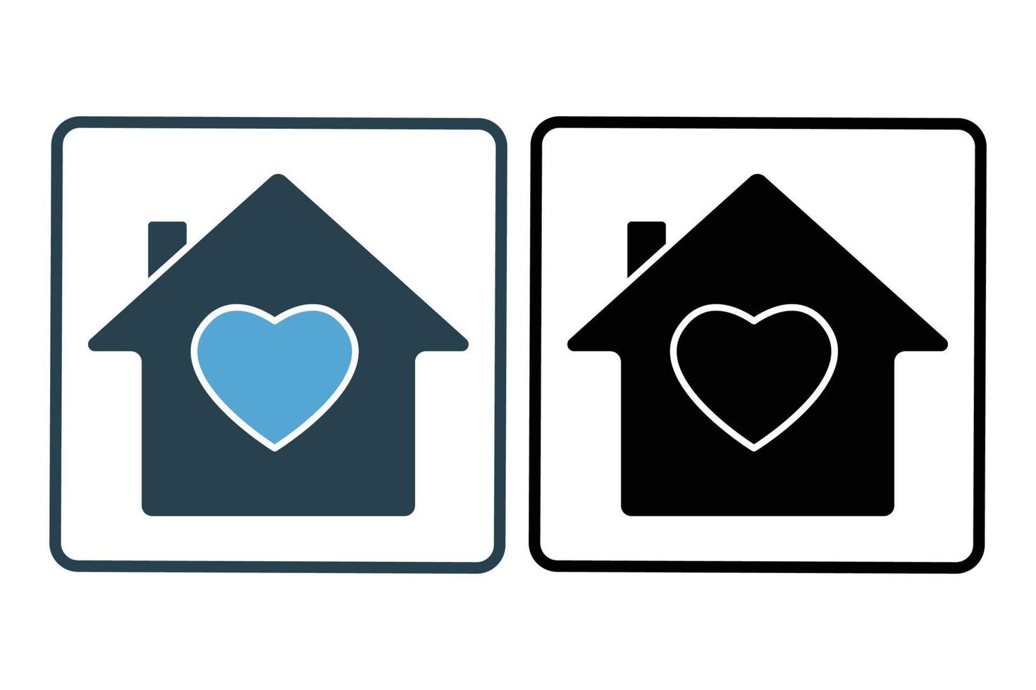 beneficenza icona illustrazione. Casa con cuore. icona relazionato per donazione. solido icona stile. semplice vettore design modificabile