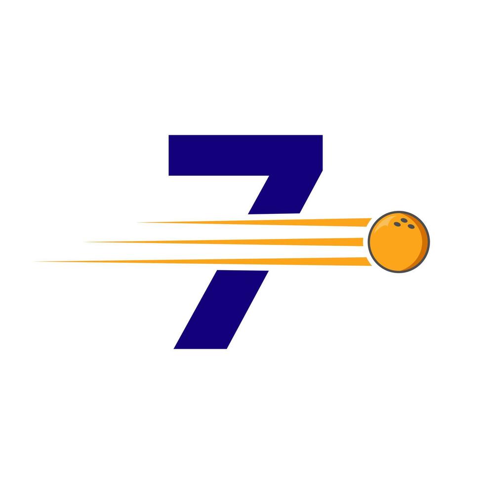 iniziale lettera 7 bowling logo. bowling palla simbolo vettore modello