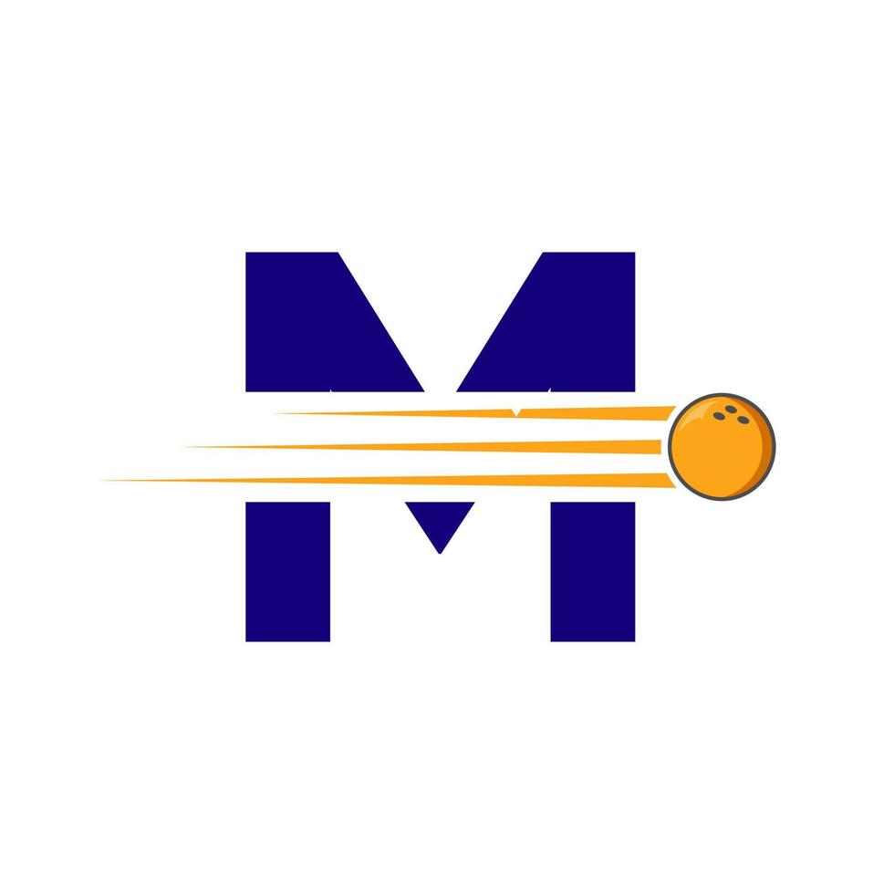 iniziale lettera m bowling logo. bowling palla simbolo vettore modello