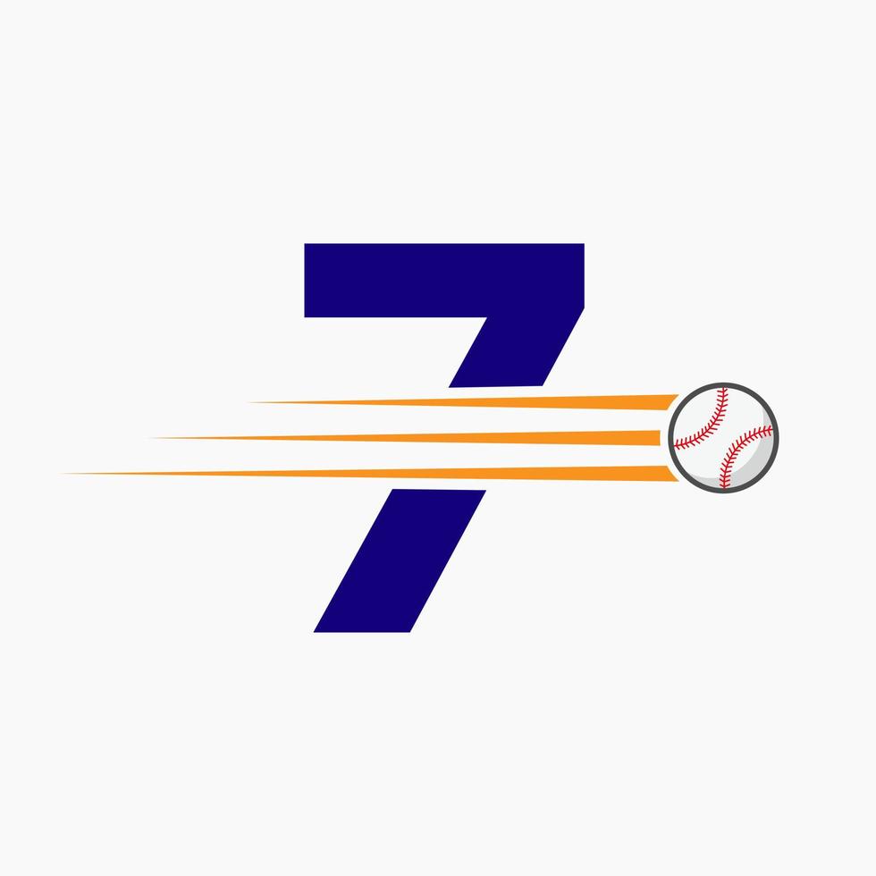 iniziale lettera 7 baseball logo con in movimento baseball icona vettore