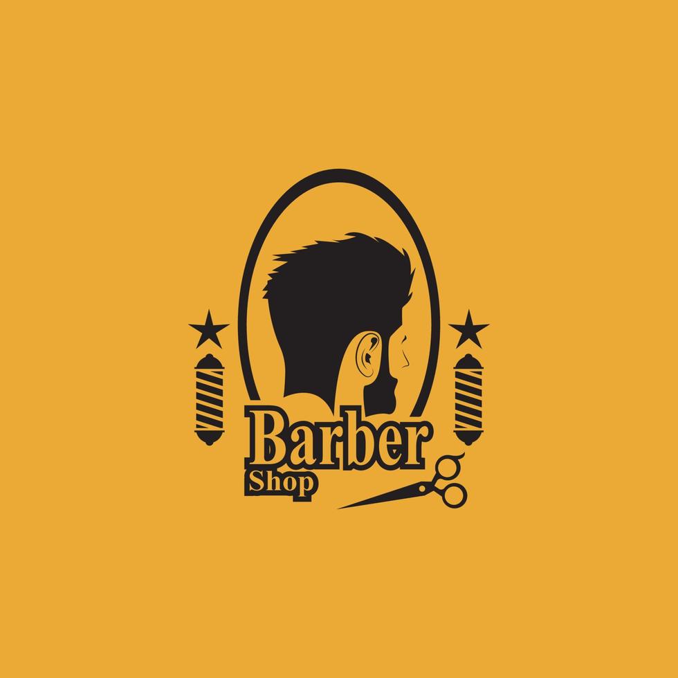 barbiere negozio capelli stile silhouette vettore modello