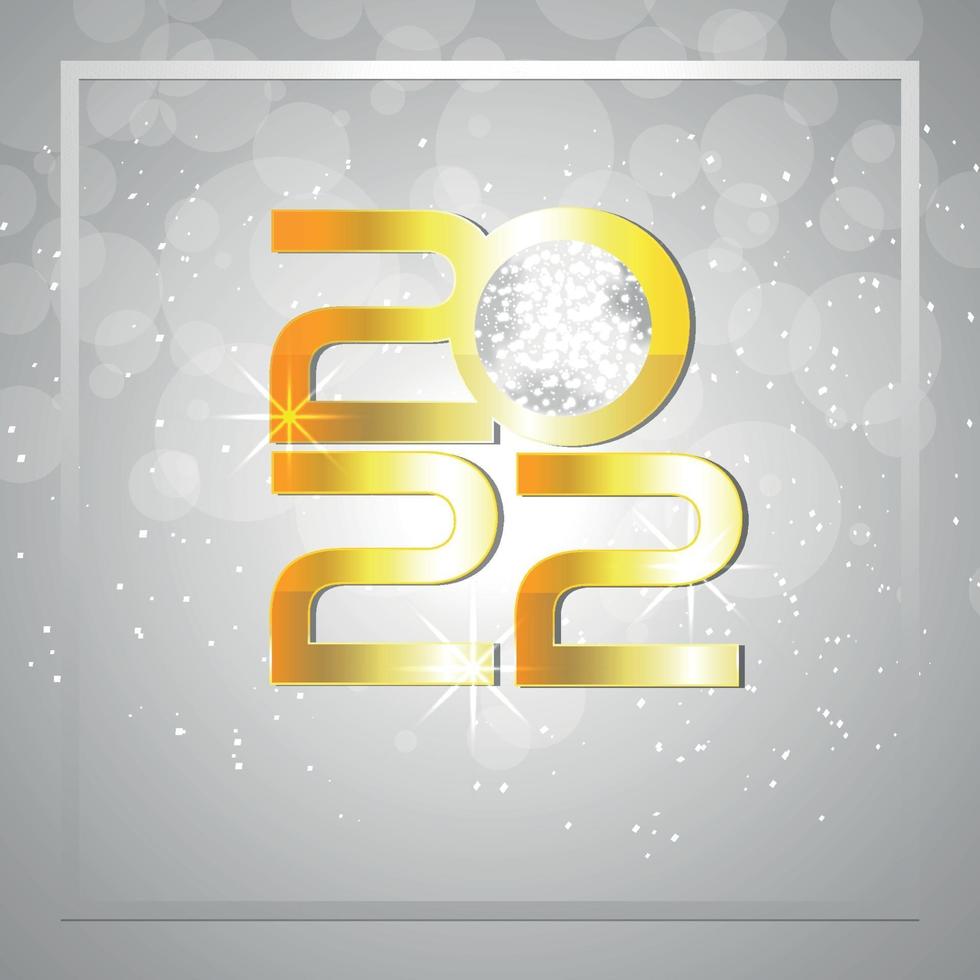 Effetto testo dorato 2022, cartolina d'auguri di felice anno nuovo invito su sfondo creativo vettore
