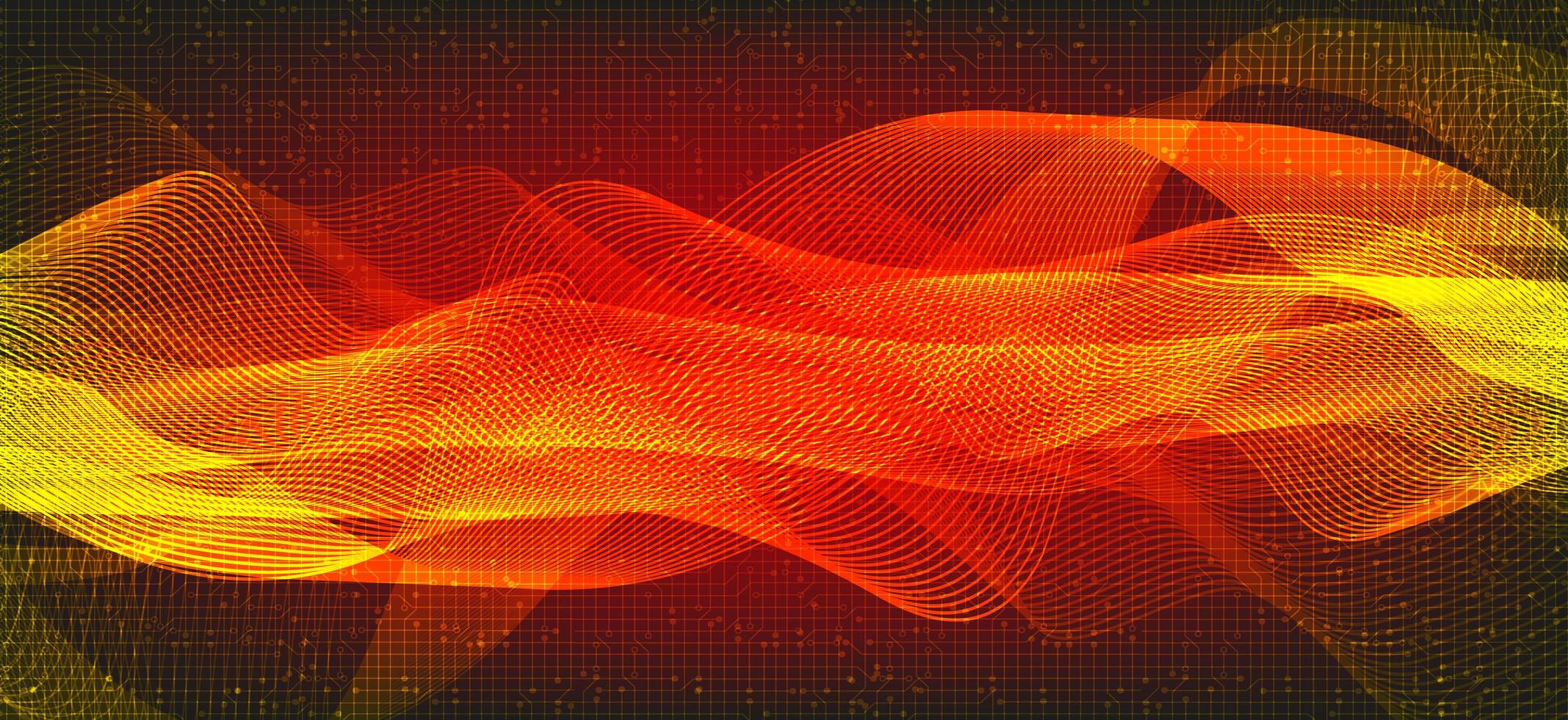 sfondo arancione e rosso digitale onda sonora, tecnologia e concetto di onde di terremoto, design per industria musicale, vettore, illustrazione. vettore