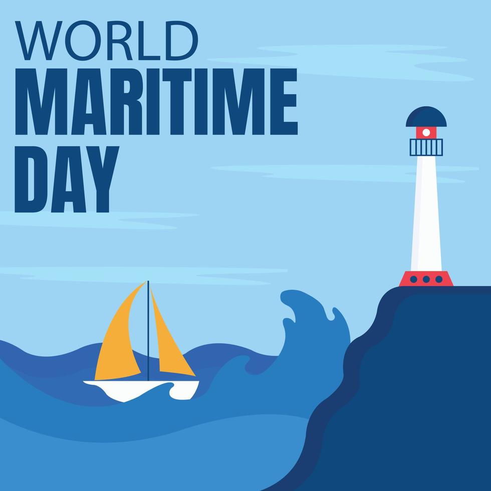 illustrazione vettore grafico di piccolo nave Crashing di il onde, mostrando un' faro Torre, Perfetto per internazionale giorno, mondo marittimo giorno, celebrare, saluto carta, eccetera.