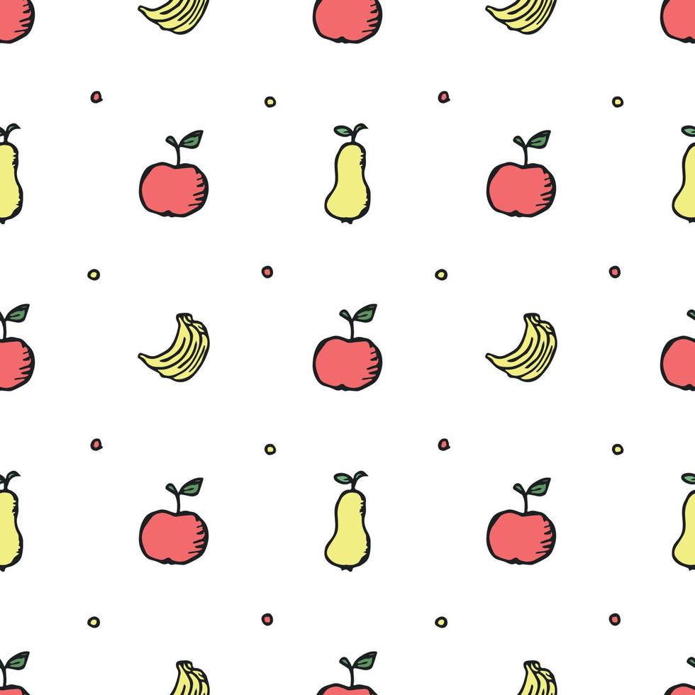 modello di frutta senza soluzione di continuità. sfondo di doodle con icone di frutta. sfondo di frutta vettore