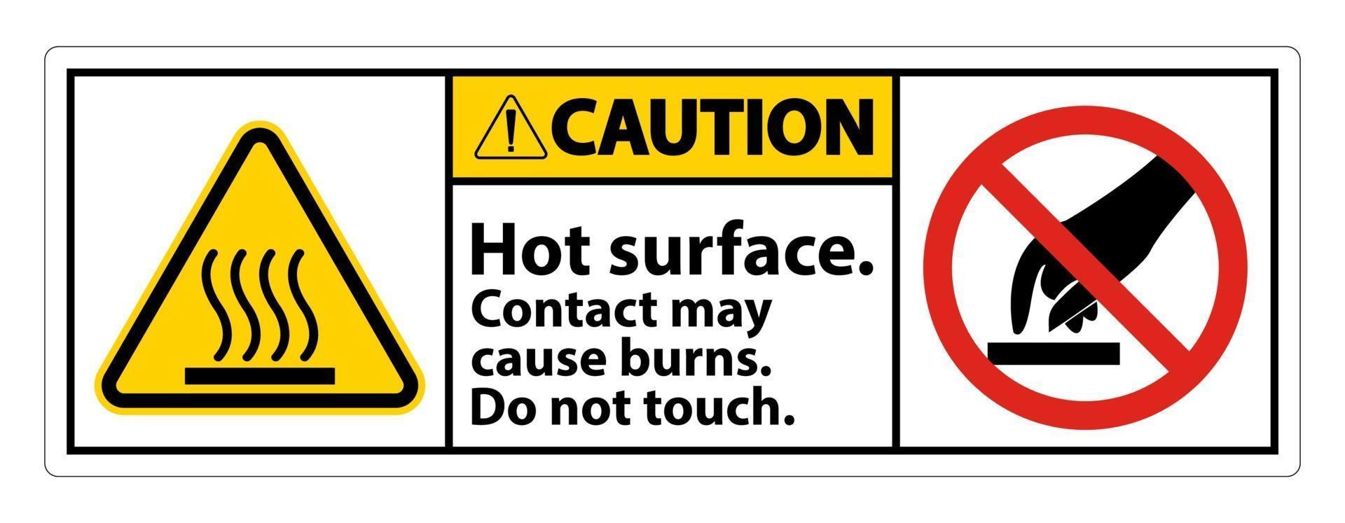 attenzione superficie calda non toccare il simbolo segno isolato su sfondo bianco, illustrazione vettoriale