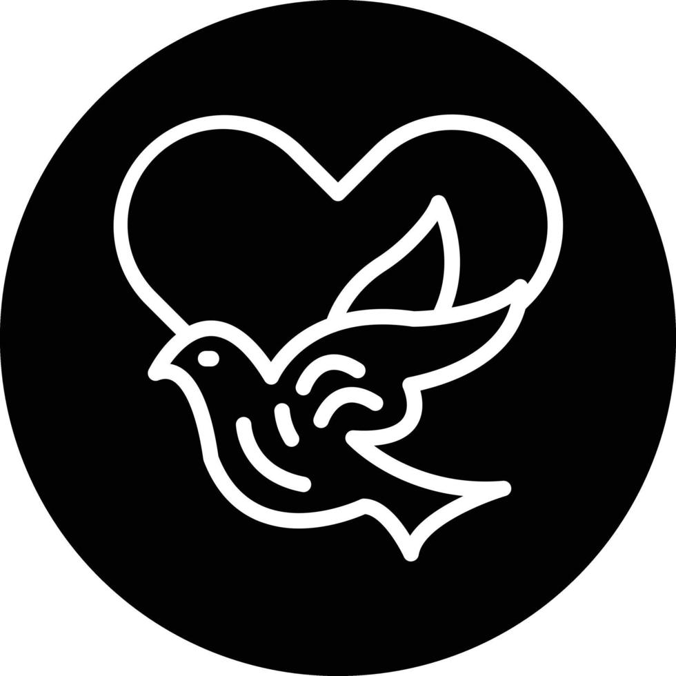 colomba con cuore vettore icona design